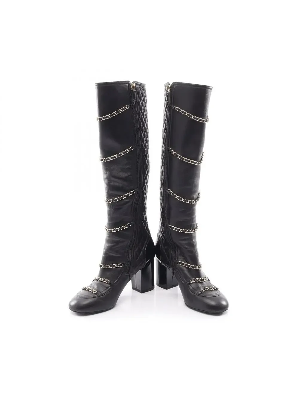 Chanel Matelasse Chain Long Boots #38 #294245C83B